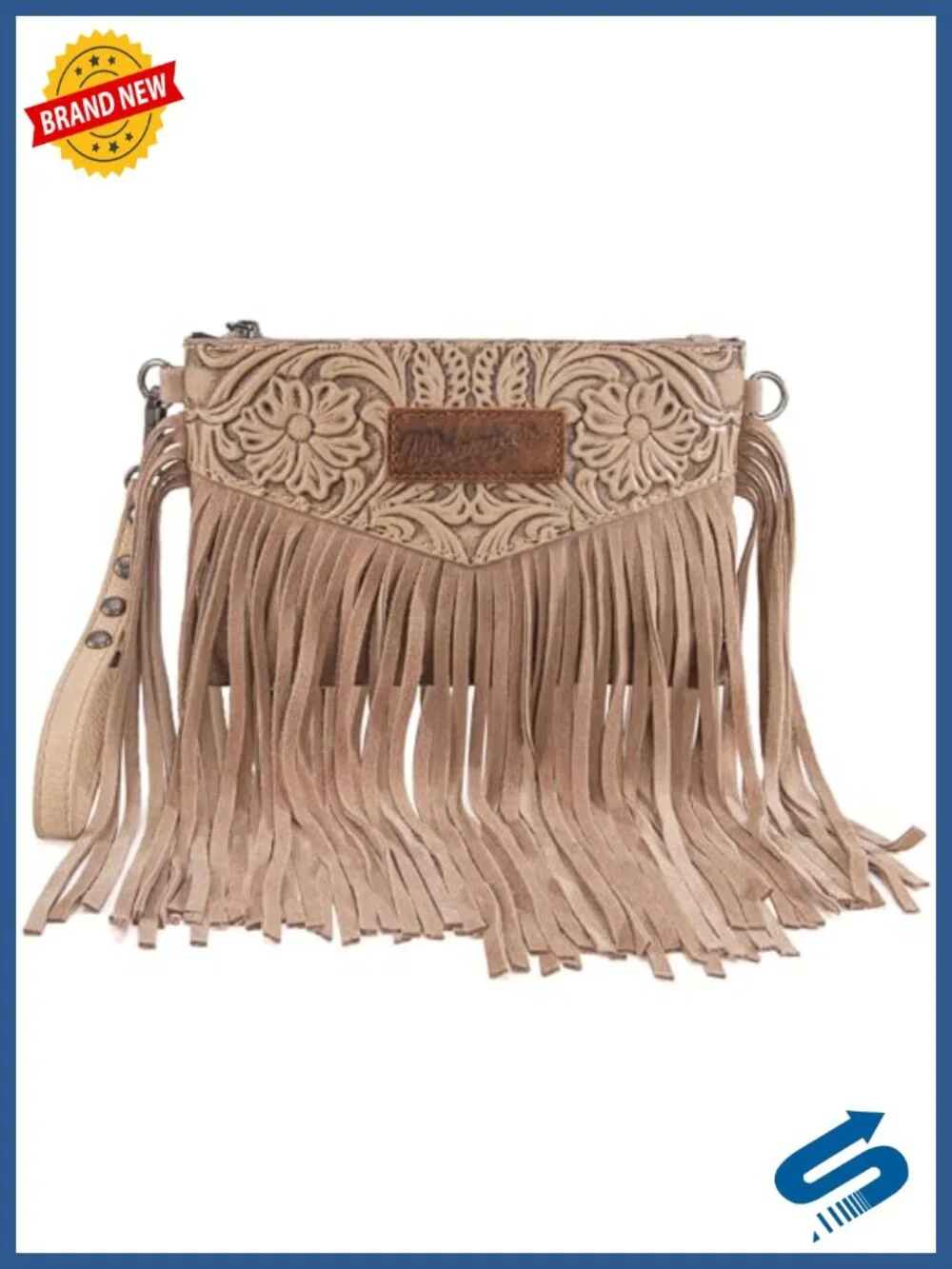 Wrangler Faux Leather Fringe Crossbody Purse Wristlet with Adjustable Strap